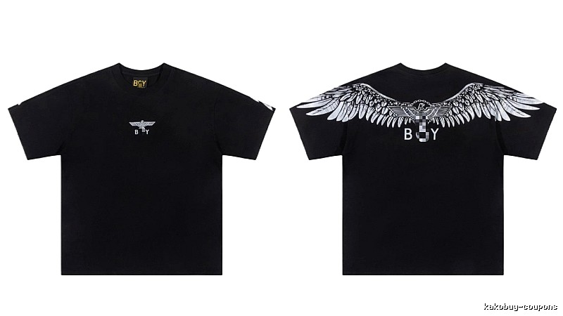 BOY Wing Print Street Style Black Short-sleeve T-shirt