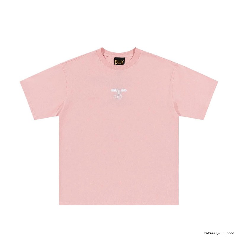 BOY Wing Print Street-style Pink Short Sleeve T-Shirt