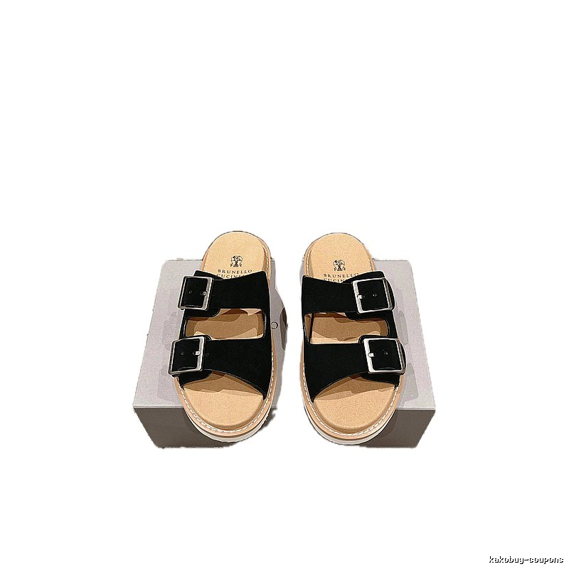 Brunello Cucinelli Light Luxury Casual Black Slides