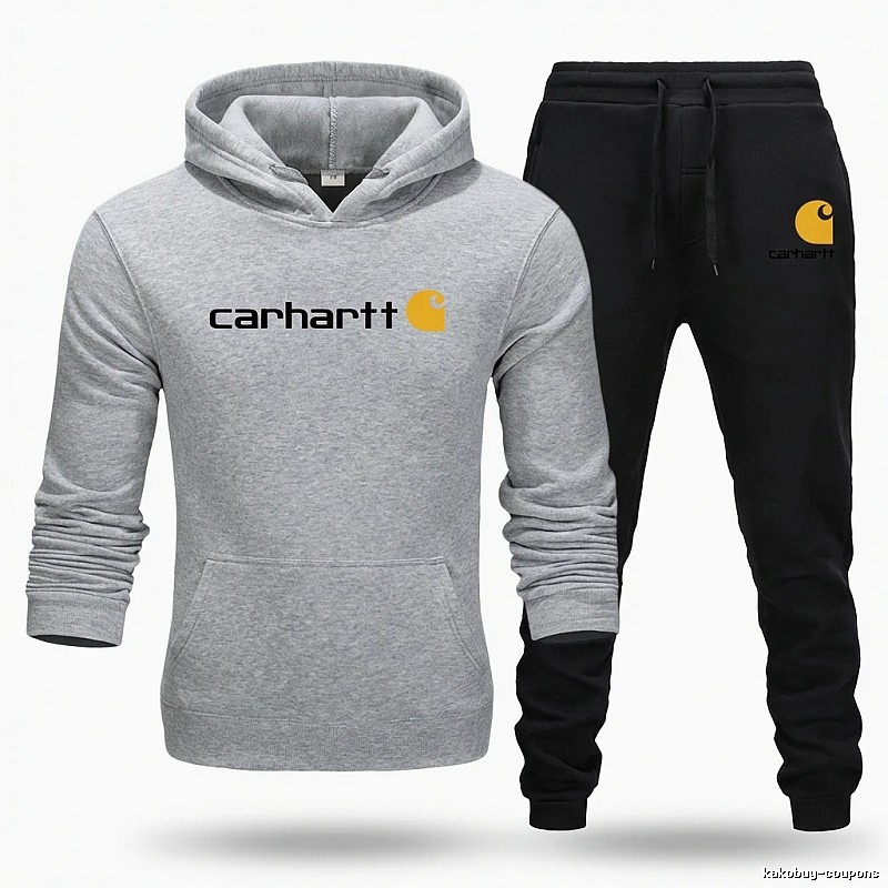 Carhartt trendy brand gray and black sportswear set
