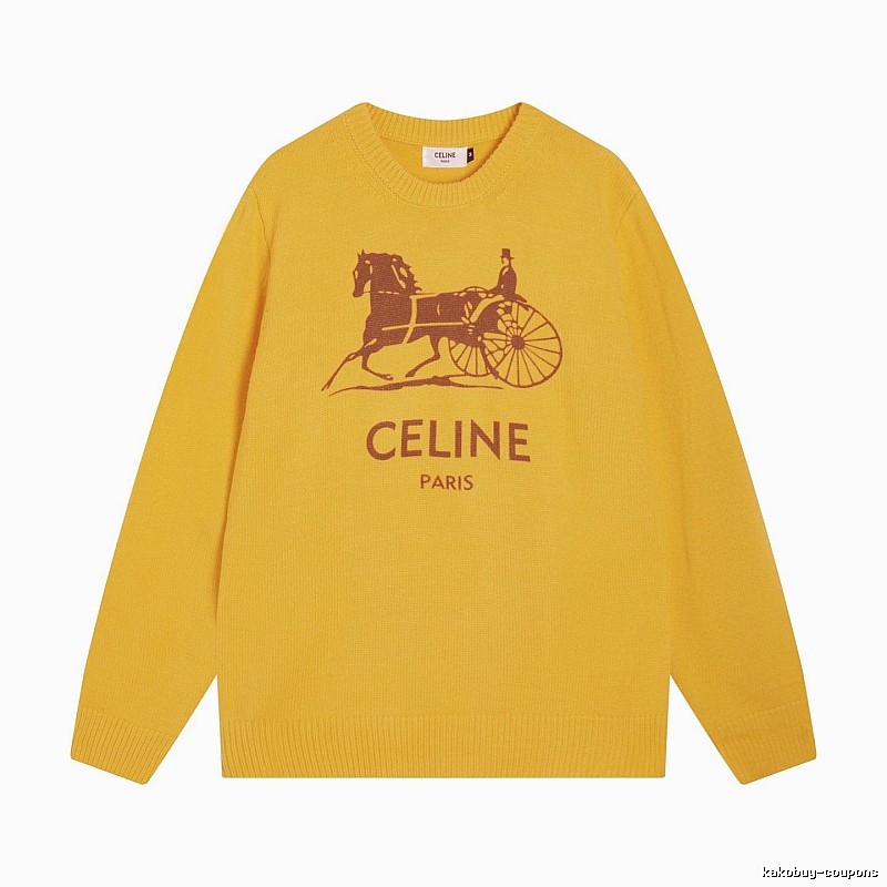 CELINE Yellow Logo Knit Sweater for Travel Packing