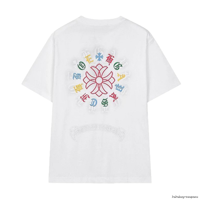 Chrome Hearts Colorful Embroidered Street Style White T-Shirt