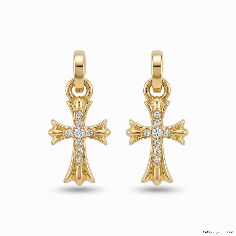 Chrome Hearts Cross Trendy and Cool Style Gold Earrings