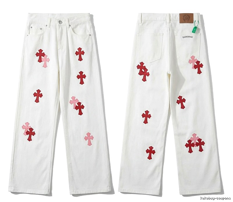 Chrome Hearts Cross Trendy and Cool White Jeans