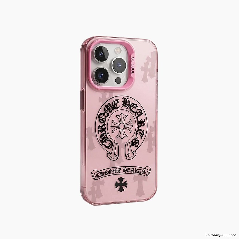 Chrome Hearts dark style pink iPhone case