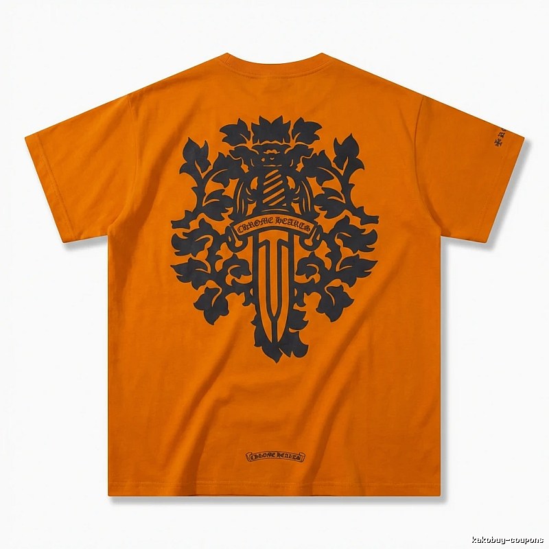 Chrome Hearts Gothic Style Orange T-shirt
