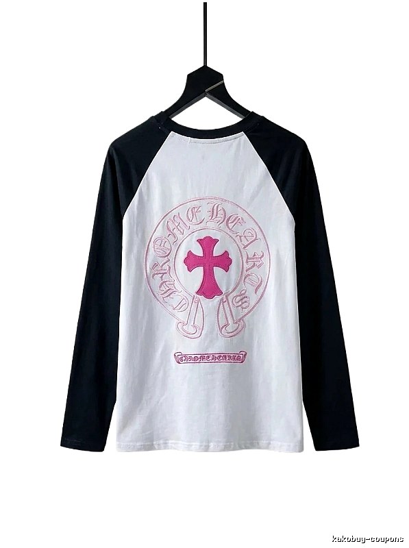Chrome Hearts religious style pink and white spliced shirt