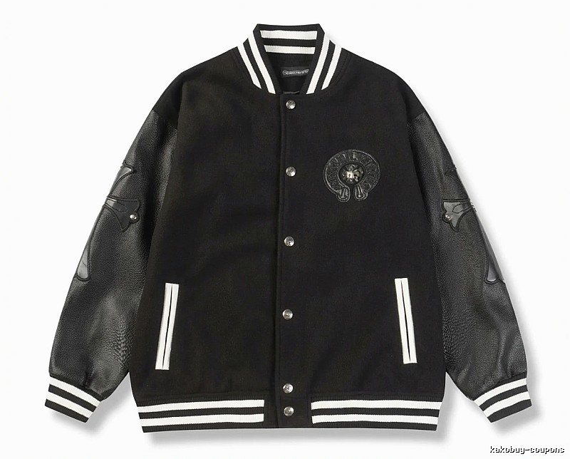 Chrome Hearts retro-style black baseball uniform.