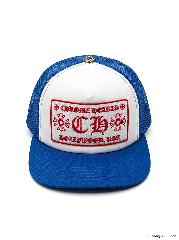 Chrome Hearts Retro Style Blue and White Hat