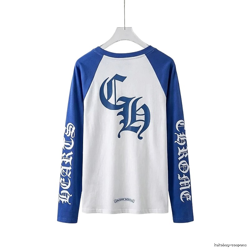 Chrome Hearts retro-style blue and white long-sleeved shirt