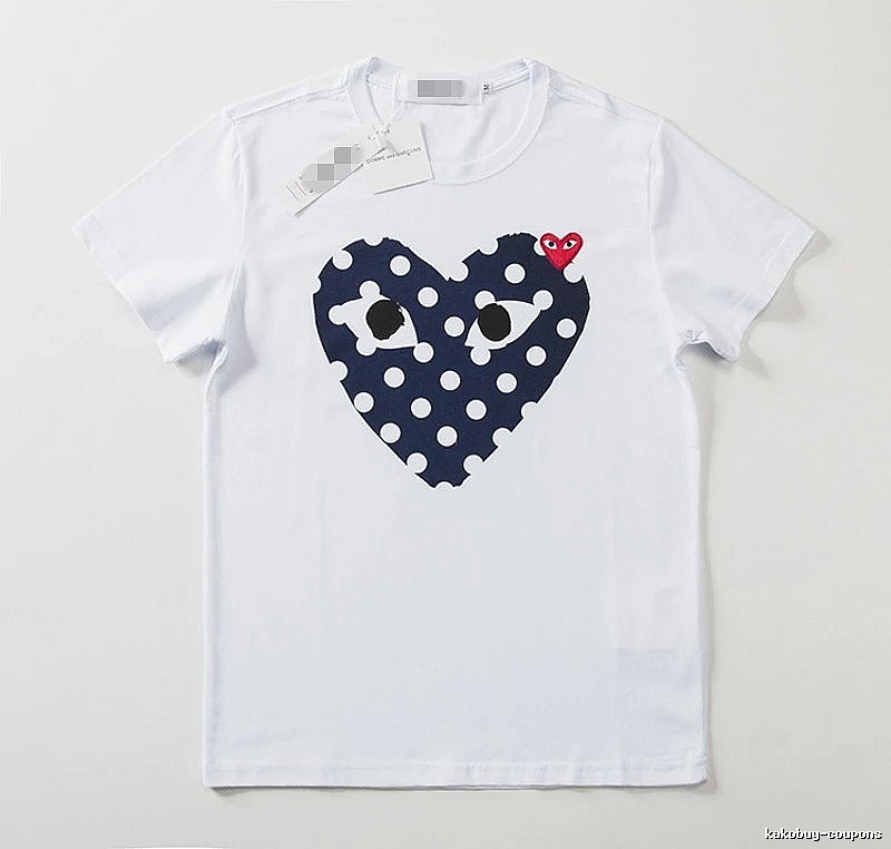 Comme des Garcons PLAY 2021-17 Blue Style 2117 Heart Logo T-Shirt Weekend Wear