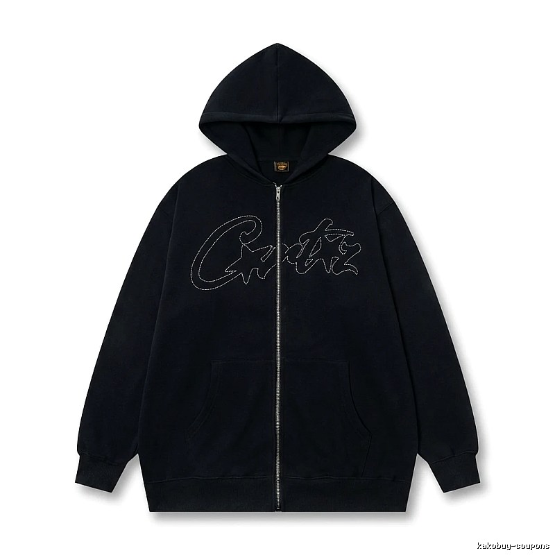 Corteiz minimalist style black hoodie