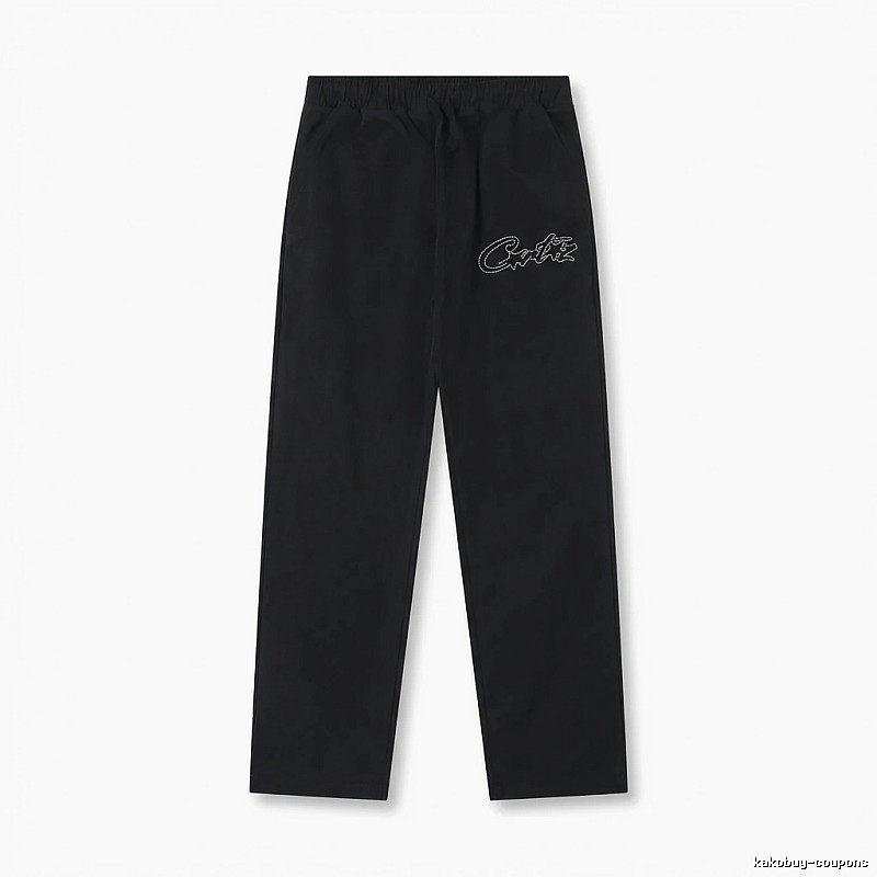 Corteiz minimalist style black long trousers