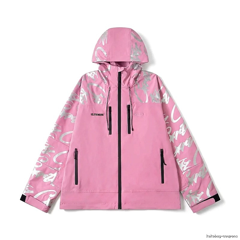 Corteiz Printed Trendy Pink Coat