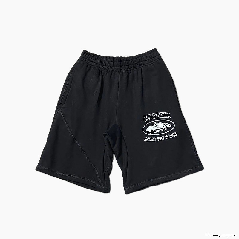 Corteiz retro-style black shorts