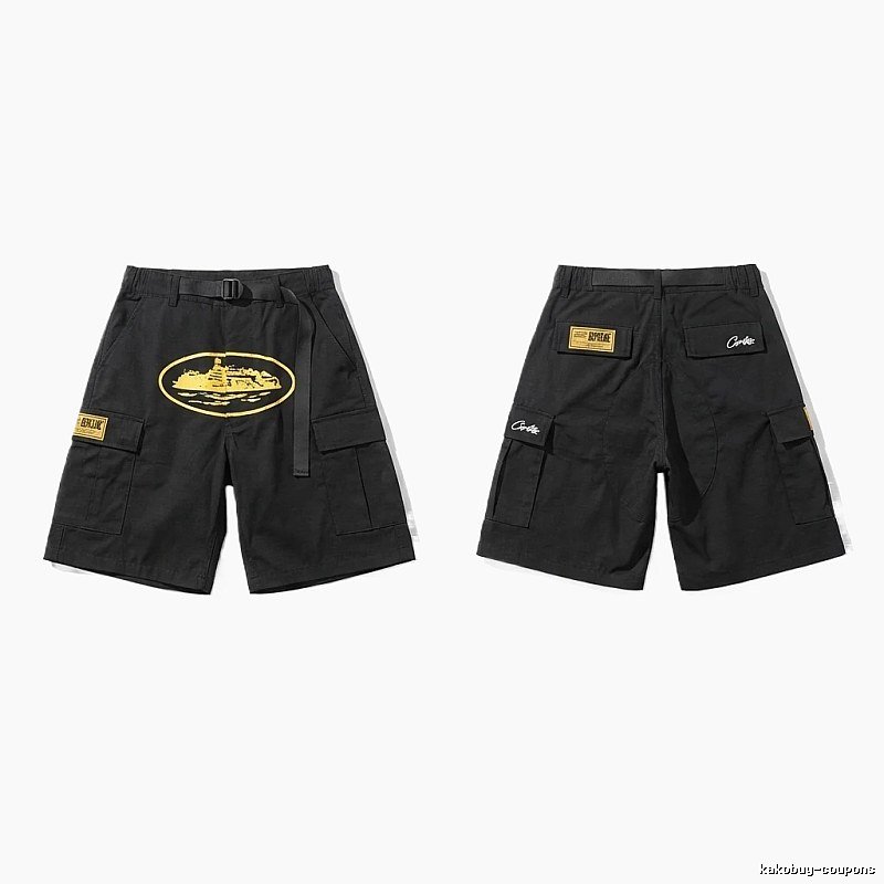 Corteiz workwear-style black shorts