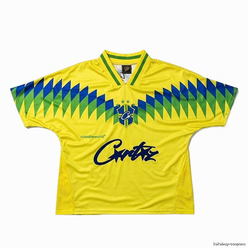 Corteiz yellow-green-blue color-blocked short-sleeve