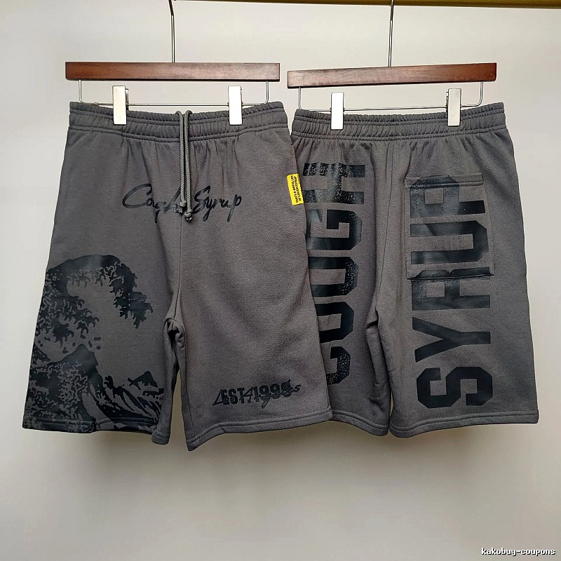 COUGH SYRUP Printed Street Style Grey Shorts