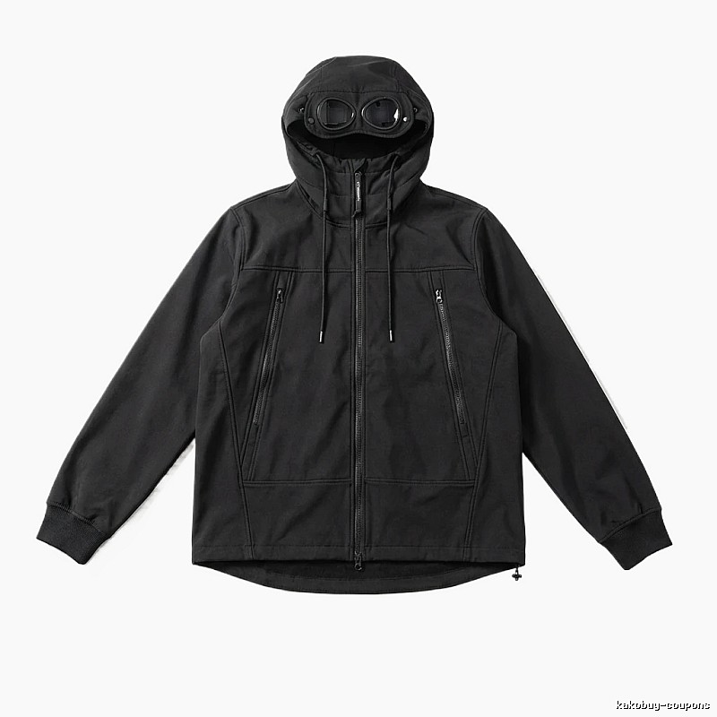 C.P. hooded simple style black coat