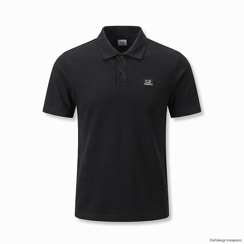 C.P. Simple Style Black Polo Shirt