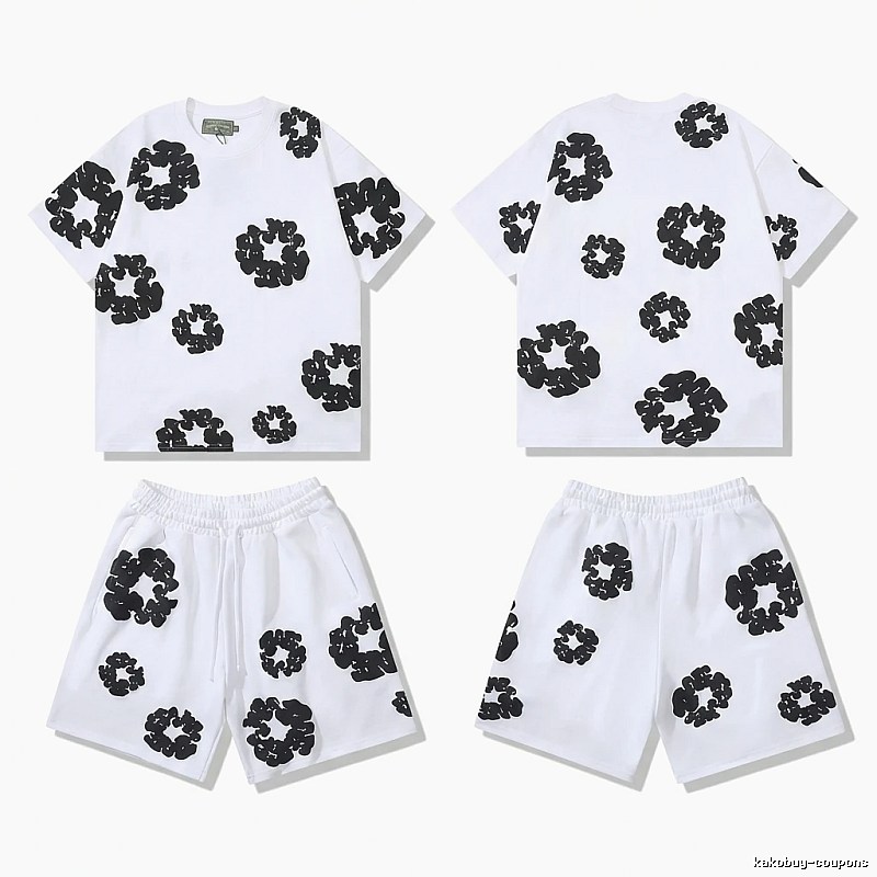DENIM TEARS Black and White Printed Trendy Brand Set