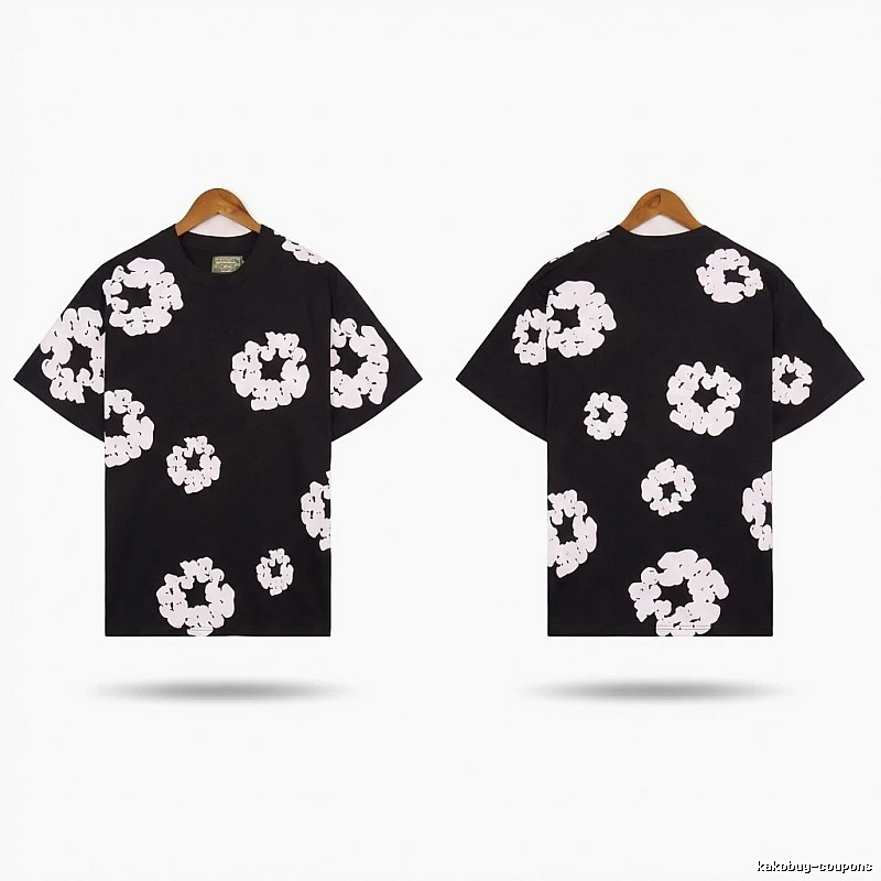 DENIM TEARS Black and White Retro Short-sleeve Shirt