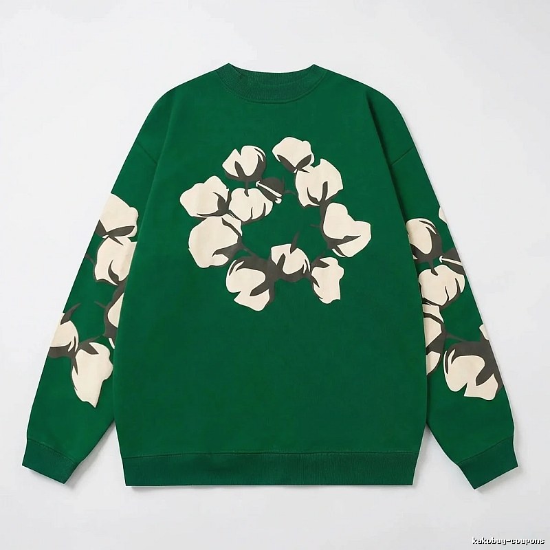 DENIM TEARS Cotton Print Green Sweatshirt