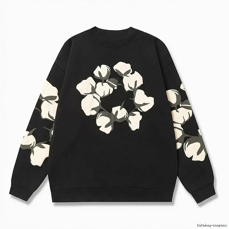 DENIM TEARS Cotton Printed Black Sweatshirt