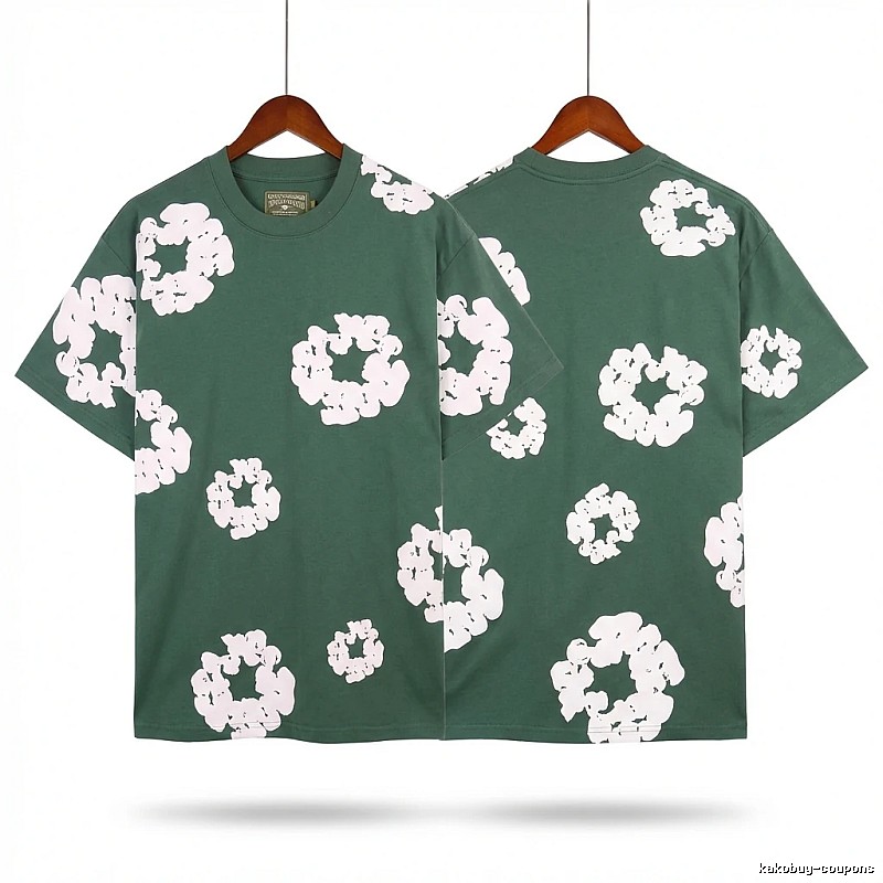DENIM TEARS retro-style green short-sleeve