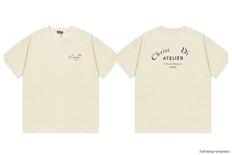 Dior Atelier Minimalist Style Beige Short-sleeve T-shirt