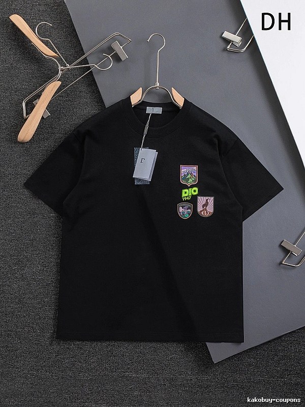 Dior Badge Collection Vintage Style Black Short-sleeve T-shirt