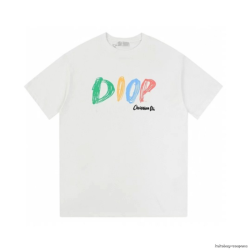 Dior Colorful Graffiti Casual Style White Short-sleeve T-Shirt