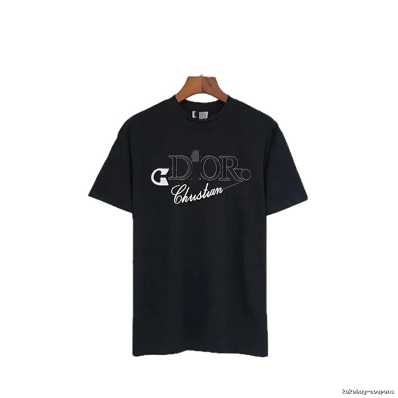 Dior Embroidered Casual Style Black Short-sleeve T-shirt