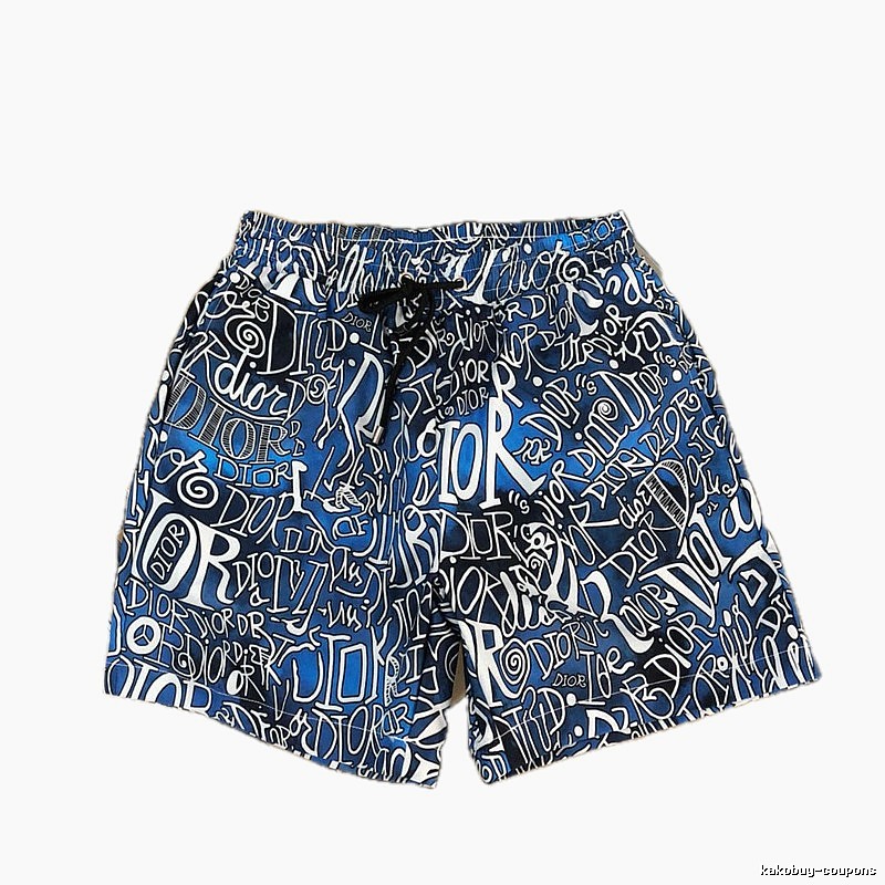Dior Graffiti All Over Print Cool Trendy Style Blue Shorts