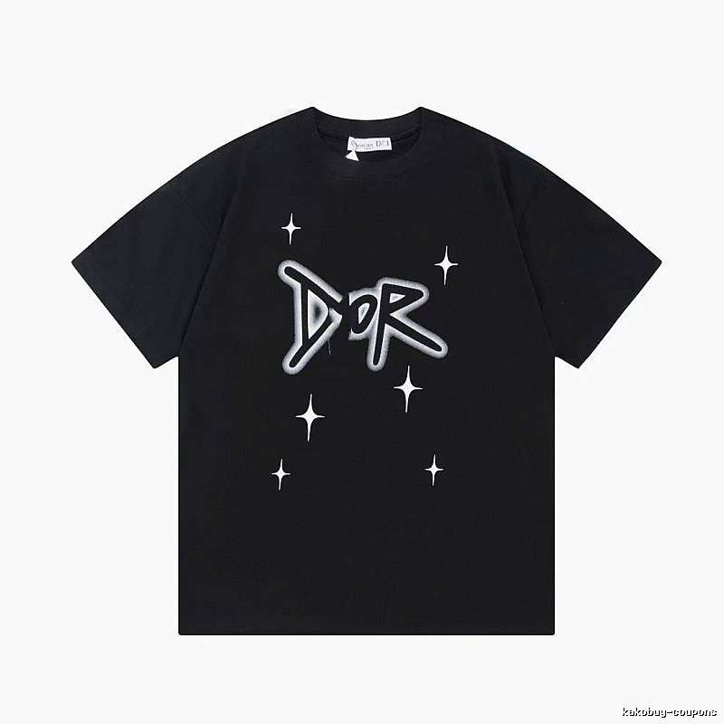 Dior Graffiti Star Street Style Black Short-sleeve T-shirt