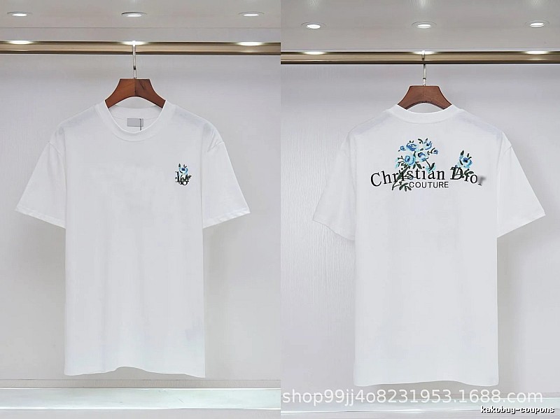 Dior Haute Couture Embroidered Floral-style White T-shirt