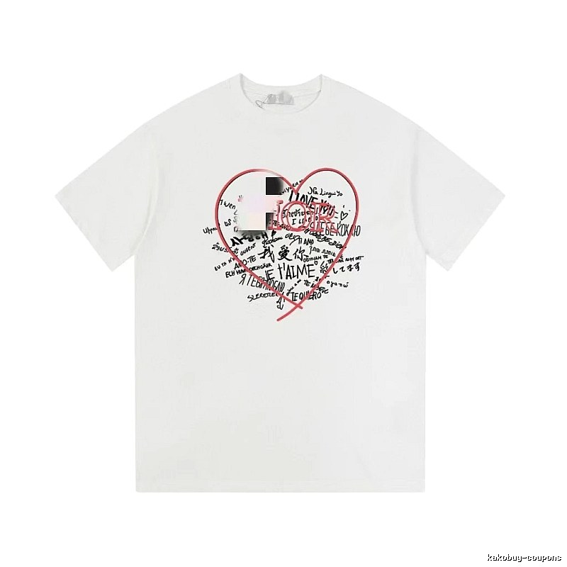 Dior Heart Graffiti Trendy Style White T-Shirt