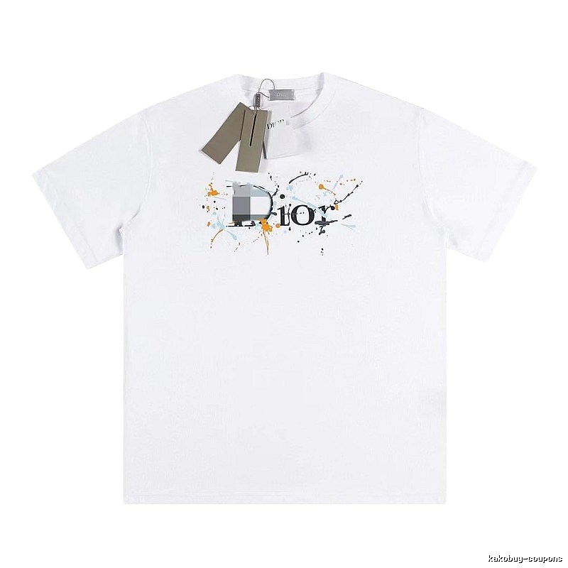 Dior Ink-splatter Graffiti Street Style White Short-sleeve T-shirt