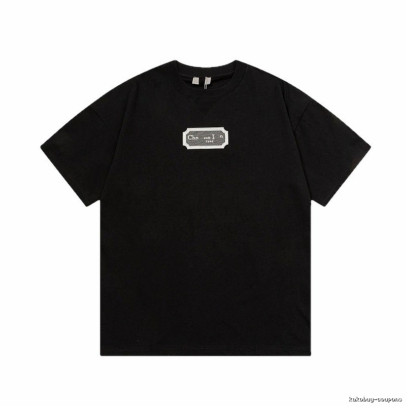 Dior Label Series Minimalist Black Short-sleeve T-shirt