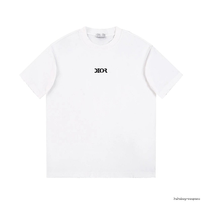 Dior Minimalist Style Embroidered Logo White Short-sleeved T-shirt