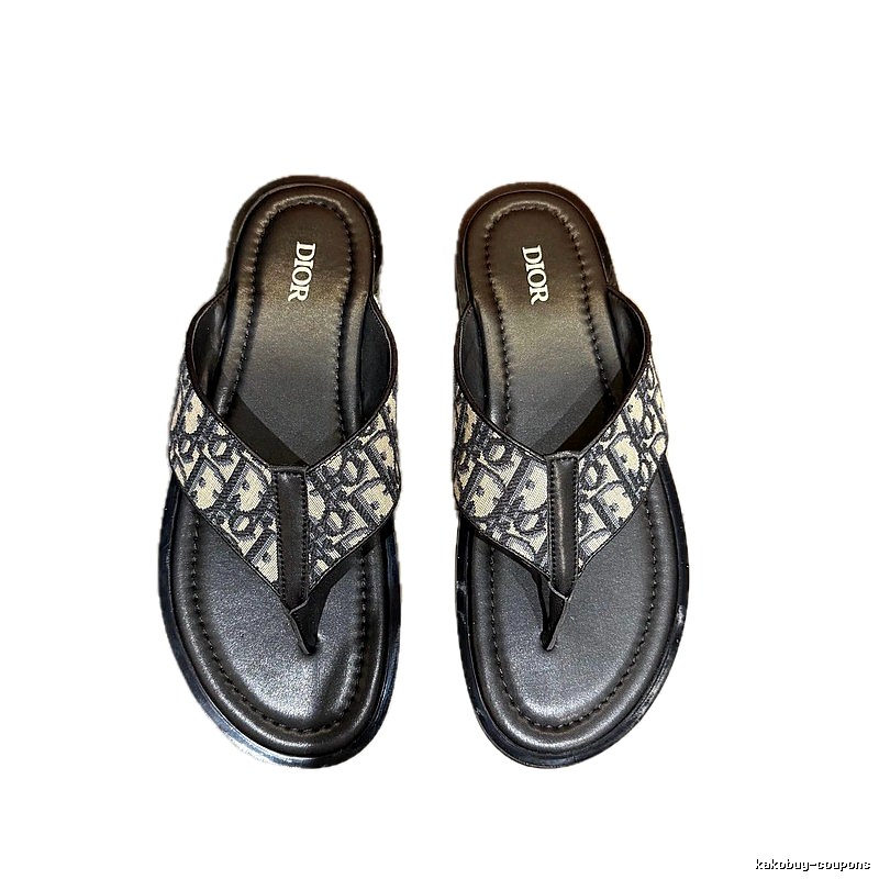 Dior Vintage Monogram Black and Grey Flip-Flops