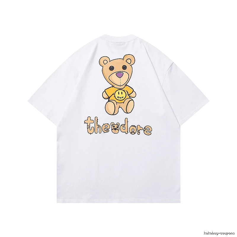 DREW Bear Print Street Style White T-shirt