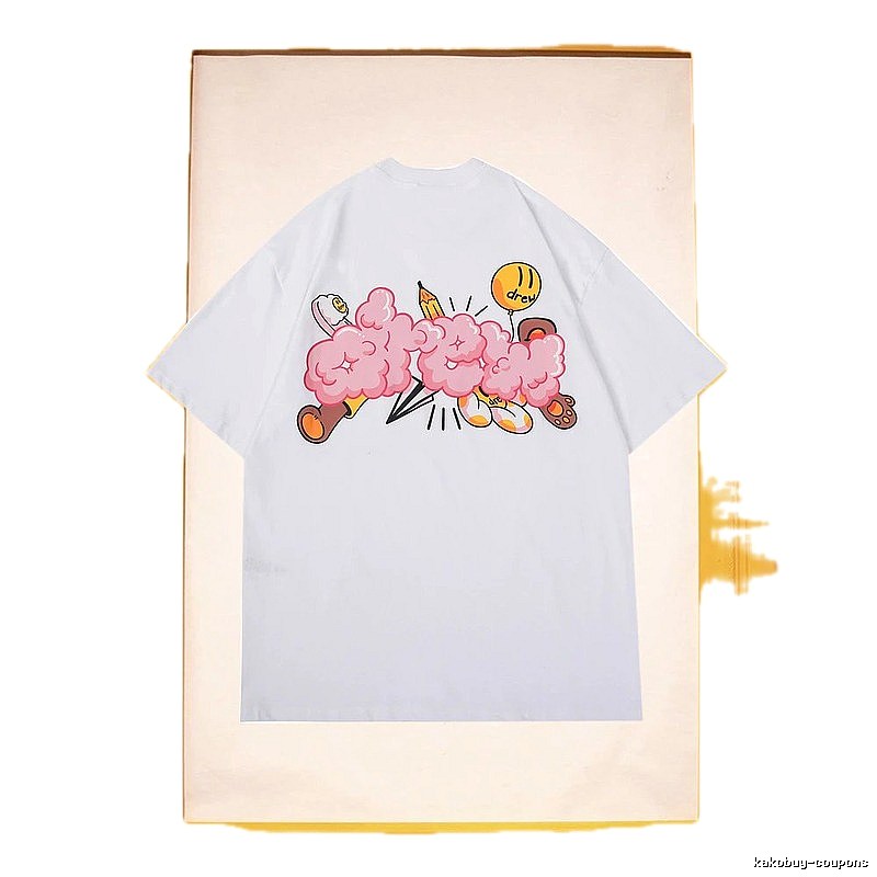 DREW Cloud Print Street Style White Short-sleeve T-shirt