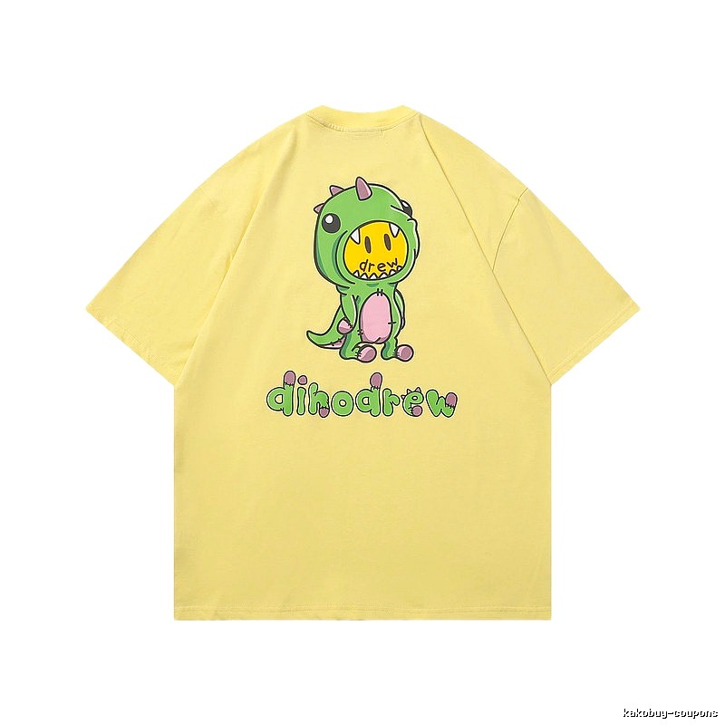DREW Dinosaur Print Street Style Yellow Short-sleeve T-shirt