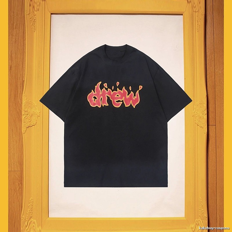 DREW Flame Heart Street Style Black T-shirt