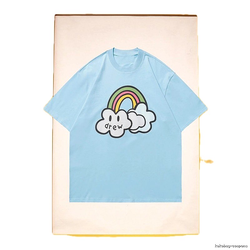 DREW Rainbow Cloud Casual Style Light Blue Short Sleeve T-Shirt