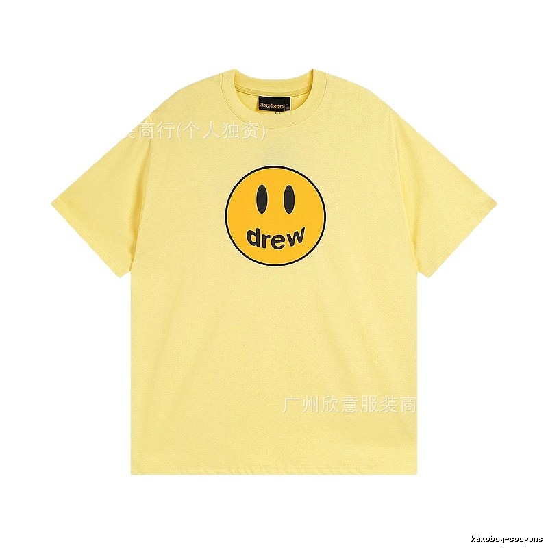 DREW Smiley Face Series Street Style Light Yellow T-shirt