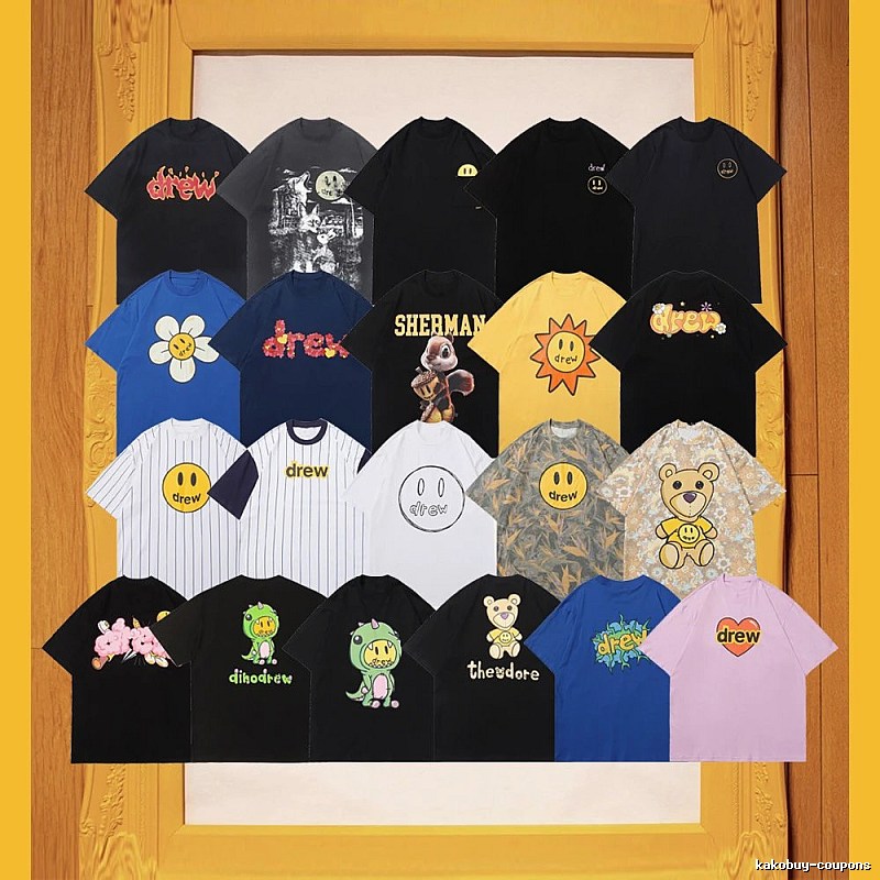 DREW Smiley Print American Trendy Multi-color Short Sleeve T-Shirt