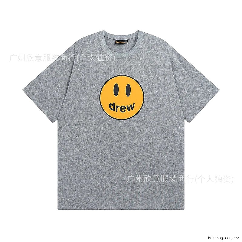 DREW Smiley Series Street Style Gray T-shirt
