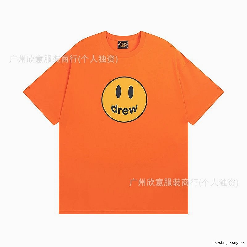 DREW Smiley Series Street Style Orange Short Sleeve T-shirt